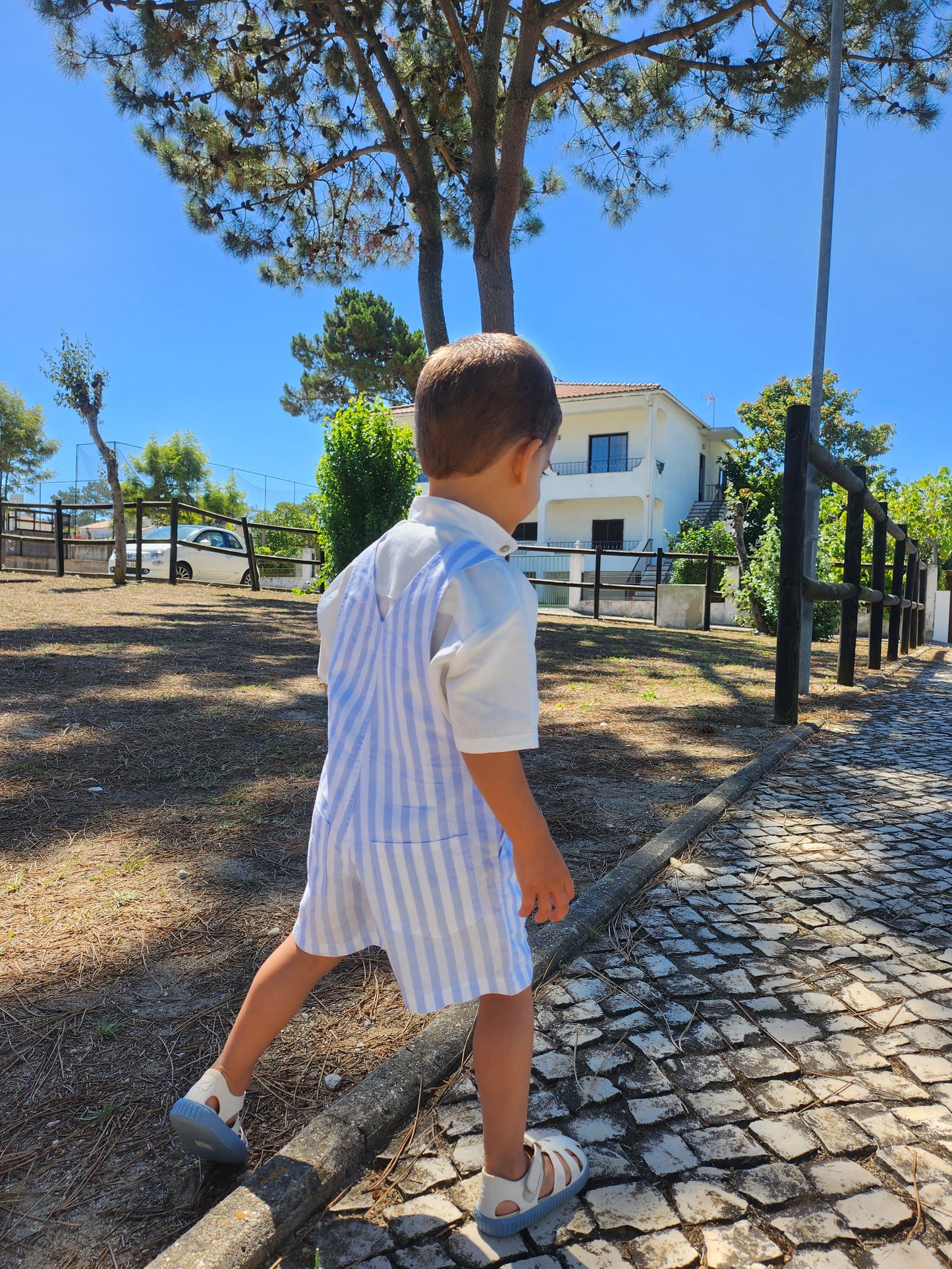 Striped dungarees
