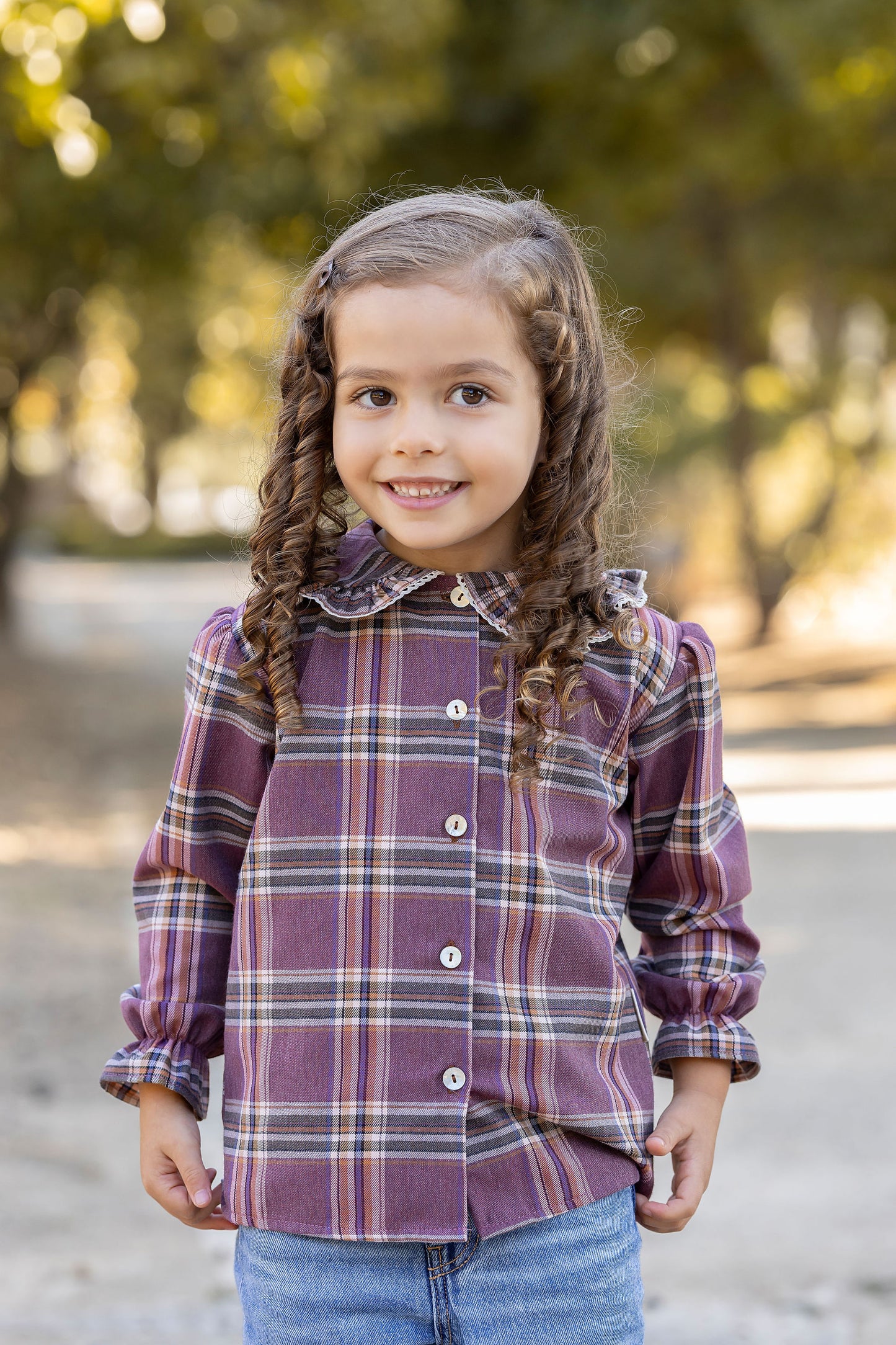 Burgundy plaid blouse