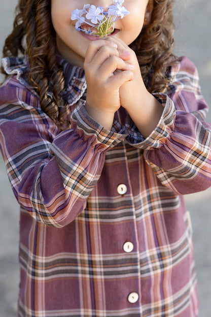 Burgundy plaid blouse