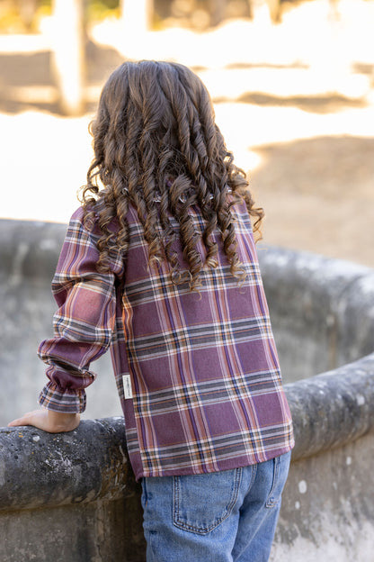 Burgundy plaid blouse