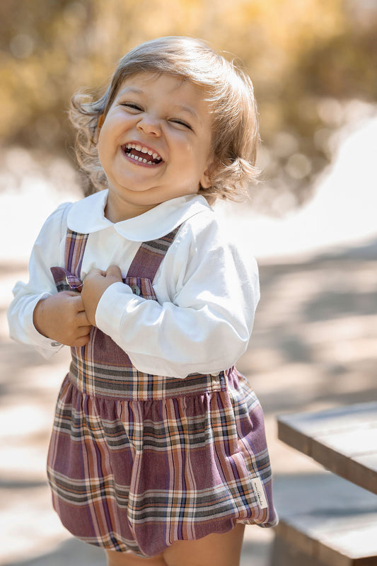Fofo de alças xadrez bordô
